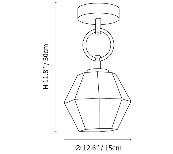 Lámpara de techo Art Déco con corte de diamante