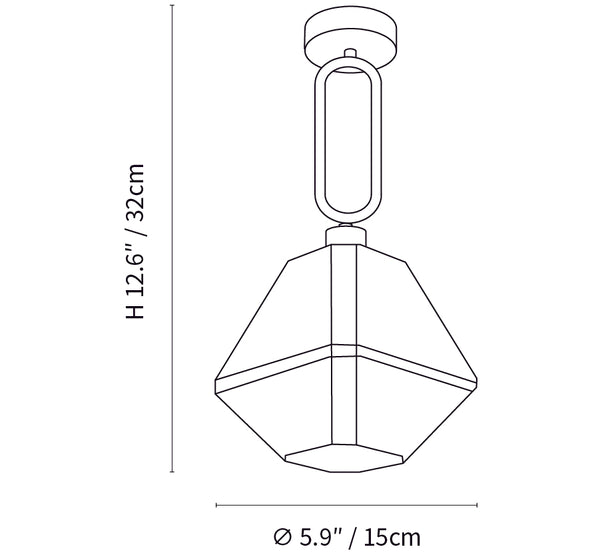 Lámpara de techo Art Déco con corte de diamante
